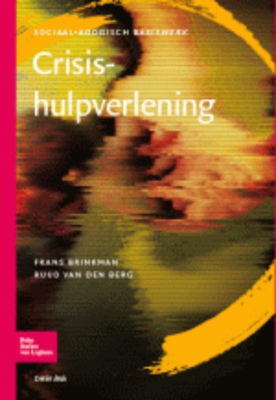 Boek: Crisis-hulpverlening. Met abstracte kleuren en cirkelvormen.
