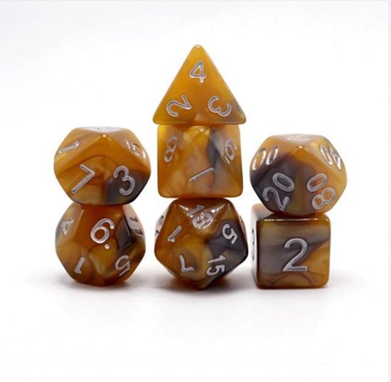 Thumbnail van een extra afbeelding van het spel 6 D&D dice sets - Inclusief velvet bewaarzakjes - 42 stuks - Multicolor