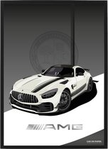 Mercedes AMG Pro Wit op Poster - 50 x 70cm - Auto Poster Kinderkamer / Slaapkamer / Kantoor
