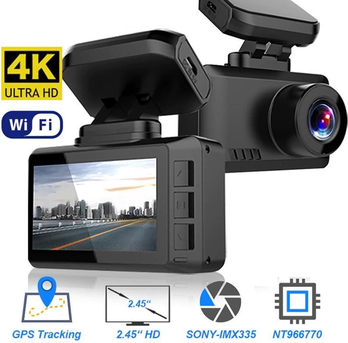 TechU™ Dashcam 4K M11 Pro Dual Camera – Écran tactile de 4