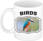 Dieren ijsvogel beker - birds/ vogels mok wit 300 ml