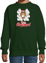 Foute Kerstsweater / Kerst trui met hamsterende kat Merry Christmas groen voor kinderen- Kerstkleding / Christmas outfit 12-13 jaar (152/164) - Kersttrui