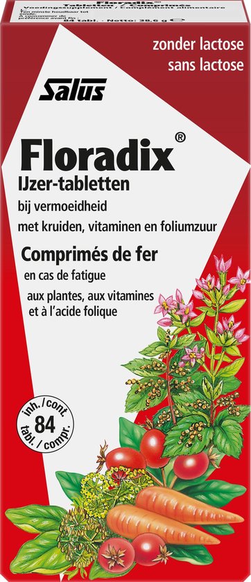 Salus Floradix IJzer-tabletten - Vitaminen - Vermoeidheid – ijzer voedingssupplement – 84 tabletten