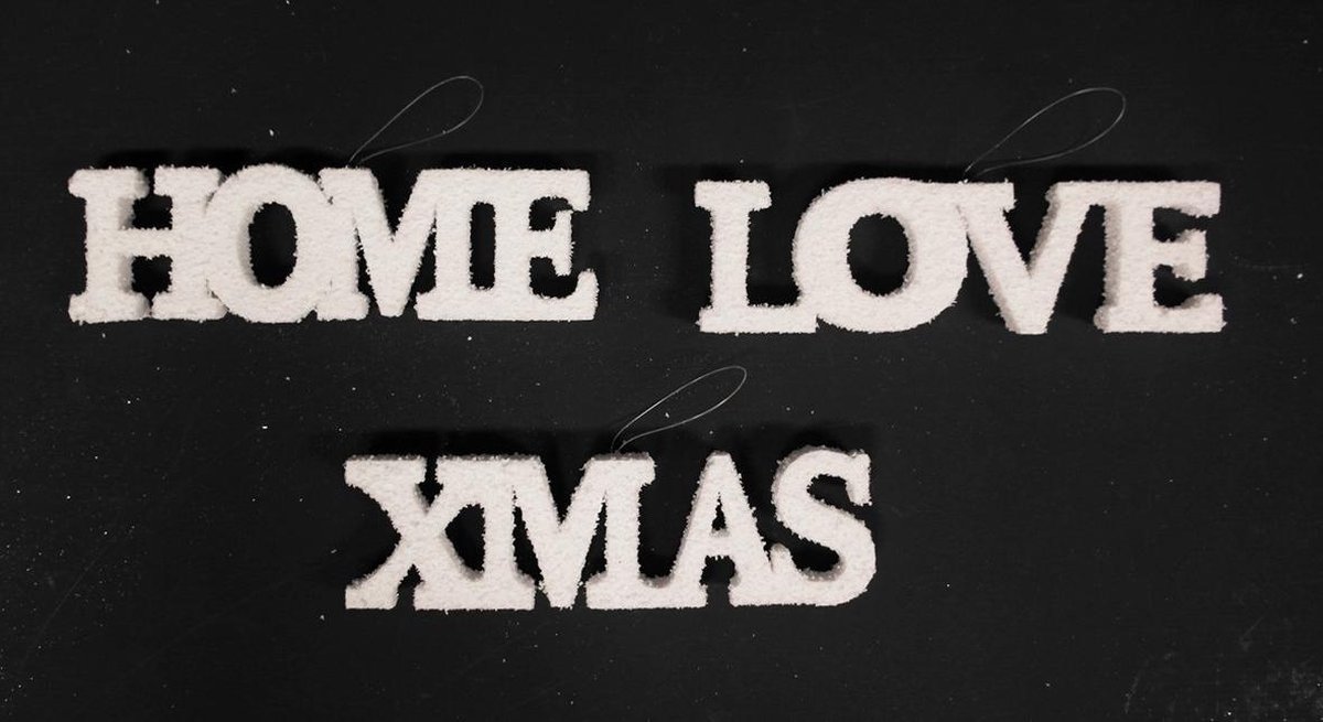 Kerstverlichting Love/home/xmas l20b5,5h2 cm wit 2st Anna's Collection