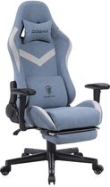 Monkey's Gamingstoel - Bureaustoel - Leunstoel - PC Stoel - Hoogte Verstelbaar - Ergonomische Stoel - Voetsteunen - Armleuning - Draaibare Stoel - Luxe - Grijs - Lichtblauw