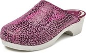 Lederen Clog met Buigzame Zool Panter Fuchsia | Medische klompen | Bighorn 5030 | Maat 41