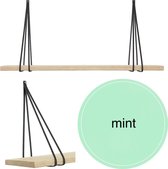 Leren split-plankdragers - Handles and more® - 100% leer - MINT - set van 2 / excl. plank (leren plankdragers - plankdragers banden - leren plank banden)