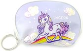 Unicorn portemonnee etui voor kinderen met rits en sleutelring - paars