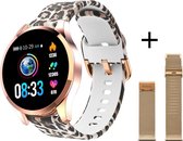 Belesy® BQSiRg1 Panterprint - Limited edition - Smartwatch - Rose goud