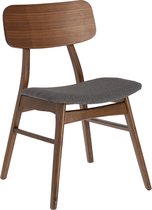 Kave Home - Selia stoel in massief rubber hout, eiken fineer en donkergrijze bekleding