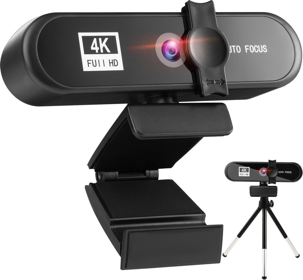 Professionele 4K Webcam - 4K Ultra HD - 8 Megapixel - 3840P - Autofocus - Webcam met Standaard - Tripod Webcam - Webcam met Microfoon - Windows en Mac - Webcam Cover - Privacycover - Videobellen - Internet Bellen - Vergadering - Thuiswerken -