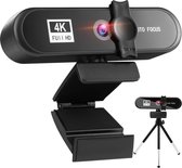 Professionele 4K Webcam – 4K Ultra HD - 8 Megapixel - 3840P - Autofocus - Webcam met Standaard – Tripod Webcam - Webcam met Microfoon – Windows en Mac – Webcam Cover – Privacycover