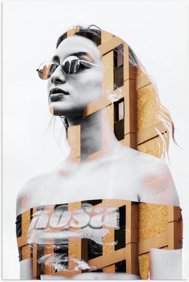 Poster – Vrouw gemixt met Gebouw - 60x90cm Foto op Posterpapier