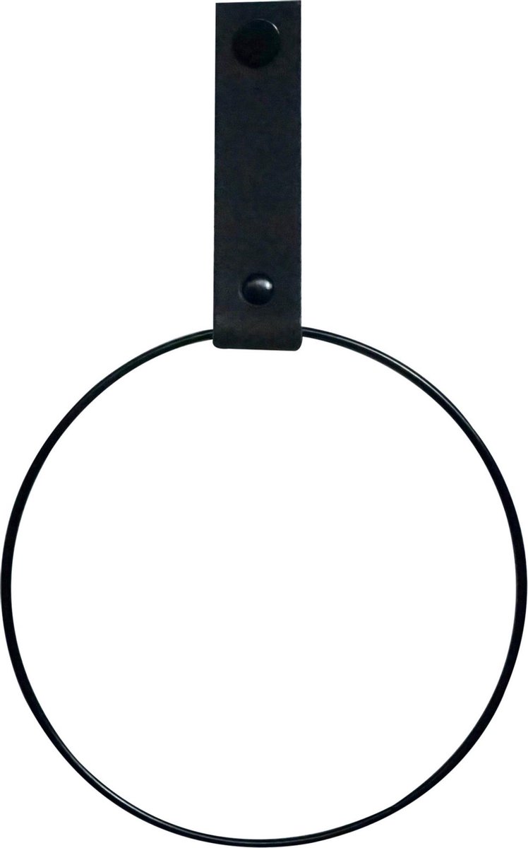Leren Handdoekring | ZWART - maat M (handdoekhanger - handdoekhaakje)