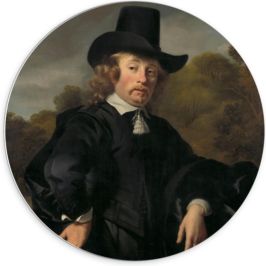 Forex Wandcirkel - Oude meesters - Portret van Roelof Meulenaer, Ferdinand Bol, 1650 - 70x70cm Foto op Wandcirkel (met ophangsysteem)