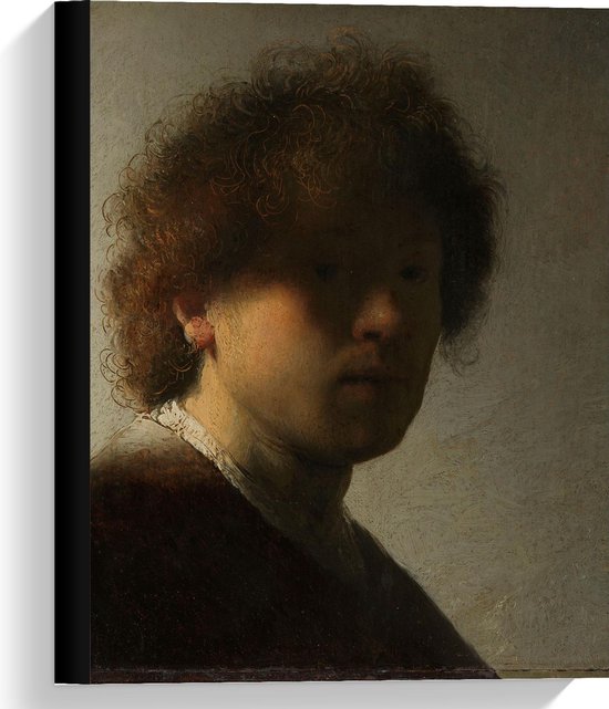 Canvas  - Oude meesters - Zelfportret, Rembrandt van Rijn, ca. 1628 - 30x40cm Foto op Canvas Schilderij (Wanddecoratie op Canvas)