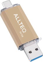 USB stick - Dual USB - USB C - 64 GB - Goud - Allteq