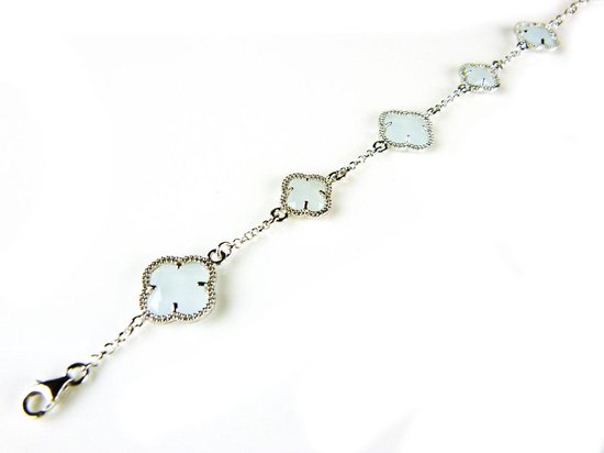 model 5 fiori armband in zilver lichtblauw
