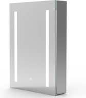 Armoire de toilette à LED ARYA 50x70cm, miroir double face 6 mm, armoire en aluminium avec prise, interrupteur à capteur tactile, armoire de toilette à miroir mural, blanc froid, anti-buée