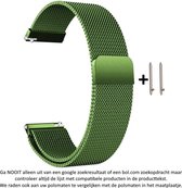 22mm Milanees Stalen Bandje Groen geschikt voor bepaalde 22mm smartwatches van verschillende bekende merken (zie lijst met compatibele modellen in producttekst) - Maat: zie foto – Milanese RVS Armband Green - 22 mm