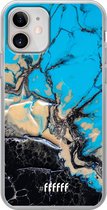 iPhone 12 Mini Hoesje Transparant TPU Case - Blue meets Dark Marble #ffffff