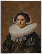 Dibond - Oude meesters - Portret van een vrouw, Frans Hals, ca. 1635 - 30x40cm Foto op Aluminium (Met Ophangsysteem)