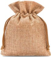 Decoratief Jute Zakjes Zakken | 100% Naturel | 6 x 8 cm | 10 stuk | Licht Bruin | Cadeauzakjes Opbergzakjes Geschenkzakjes Cadeau Verpakking Geurzakjes Snoepzakjes Lavendel