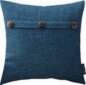 Lucy’s Living Luxe Sierkussenhoes BUTTON  - turquoise - 45 x 45 cm - polyester - linnen - kussen - kussens - fluweel - wonen - interieur