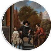 Forex Wandcirkel - Oude meesters - De burgemeester Delft en dochter, Jan Havicksz. Steen - 20x20cm Foto op Wandcirkel (met ophangsysteem)