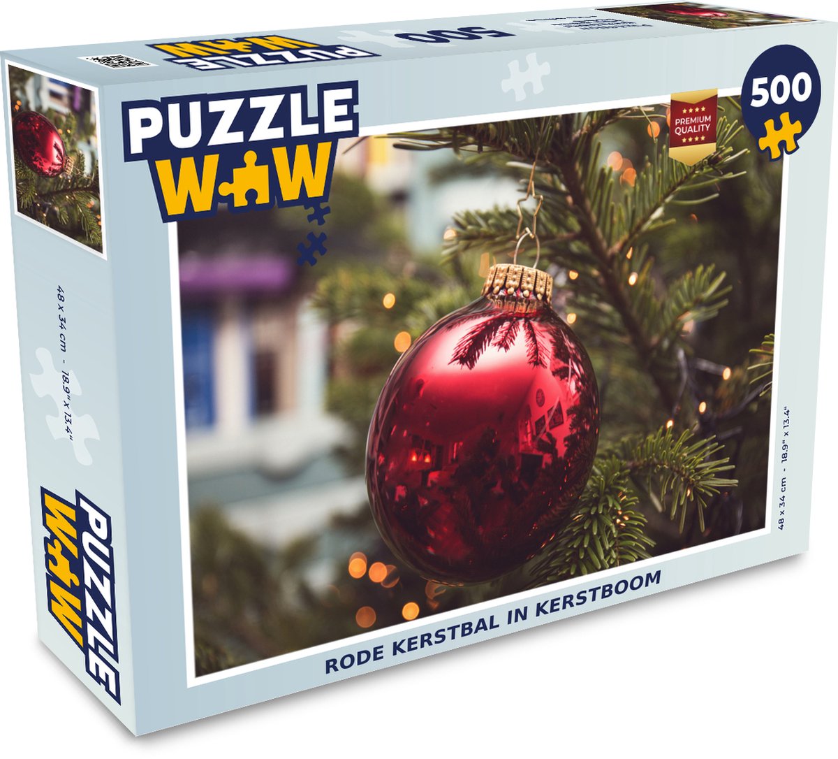 Afbeelding van product Puzzel 500 stukjes Kerstbal - Rode kerstbal in kerstboom - PuzzleWow heeft +100000 puzzels