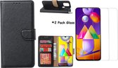 Samsung Galaxy M31S Boek Hoesje / Wallet cover - Zwart Met 2X glas Screenprotector