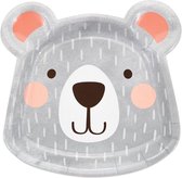 Witbaard Bordjes Birthday Bear 23 Cm Karton Grijs 8 Stuks