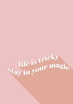 Poster Life is tricky| Poster roze | Poster Quote | wanddecoratie