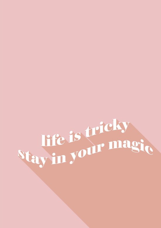 Poster Life is tricky| Poster roze | Poster Quote | wanddecoratie