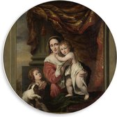 Forex Wandcirkel - Oude meesters - Joanna de Geer met haar kinderen, Ferdinand Bol - 50x50cm Foto op Wandcirkel (met ophangsysteem)
