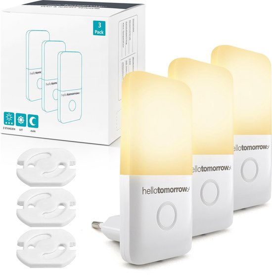 Dimbare Stopcontact Nachtlampjes voor Kinderen & Volwassenen - Babykamer - Warm Wit - 3 Stuks