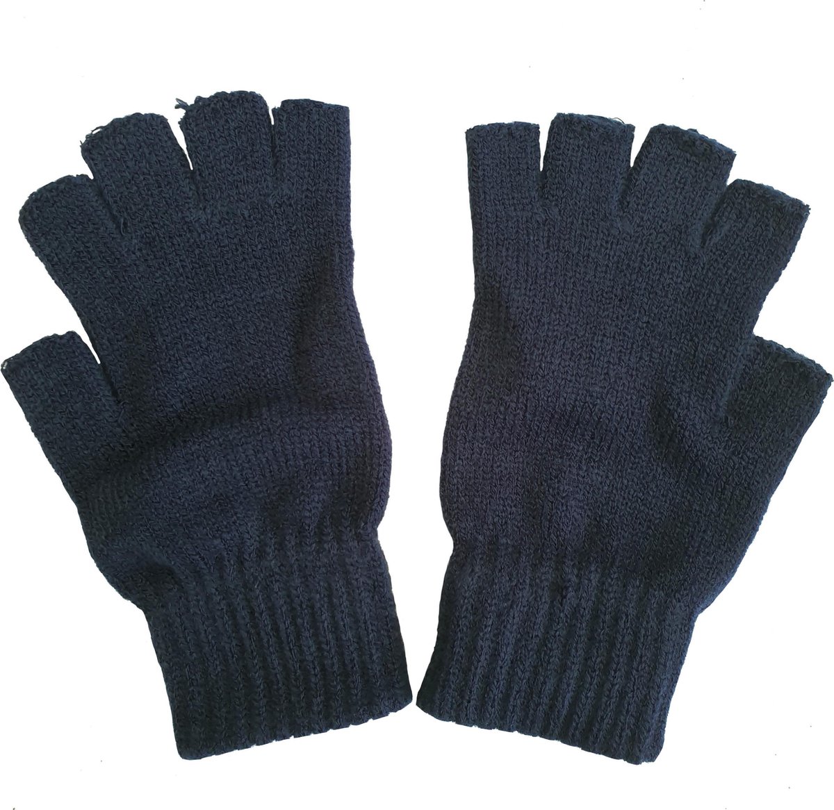 Vingerloze thermo handschoenen kleur blauw van acryl maat M L