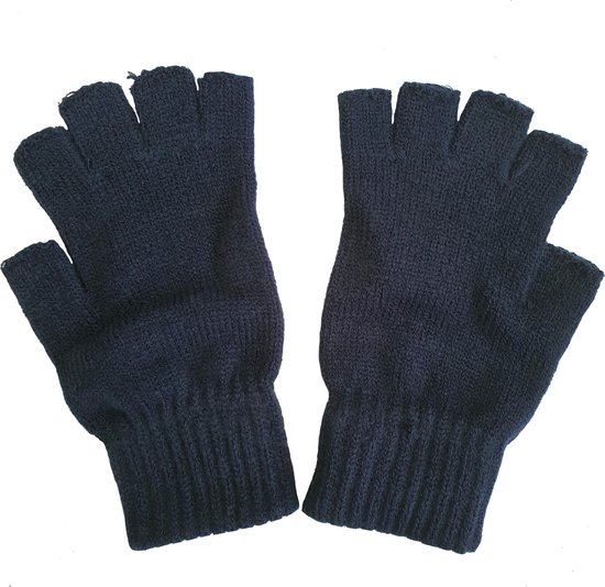 Vingerloze thermo handschoenen kleur blauw van acryl maat M L