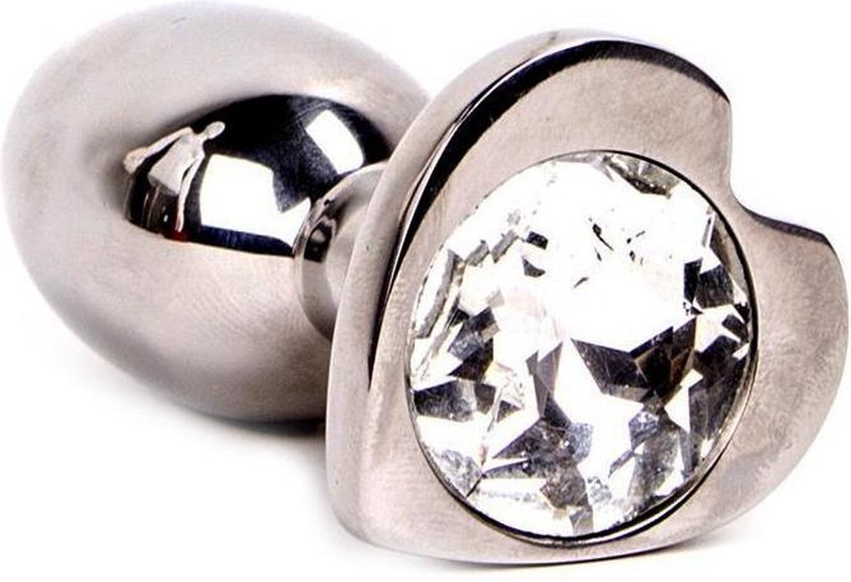 Goedkoopste Buttplug RVS in hartvorm met wit kristal