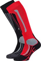 Falcon Wintersportsokken - Maat 23-26 - Unisex - Rood/zwart/grijs