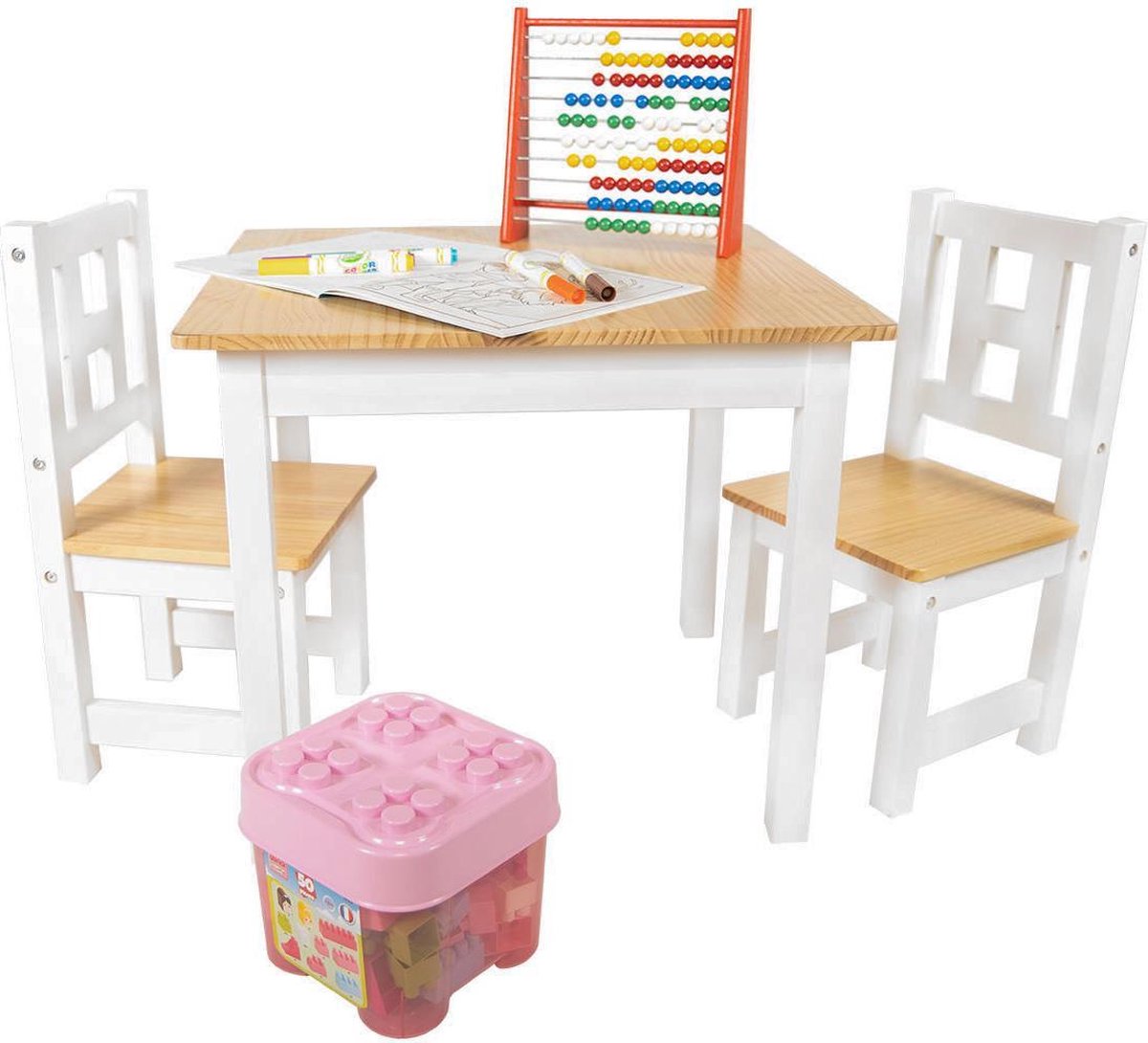 Zindoo kindertafel met stoeltjes van hout Met houten