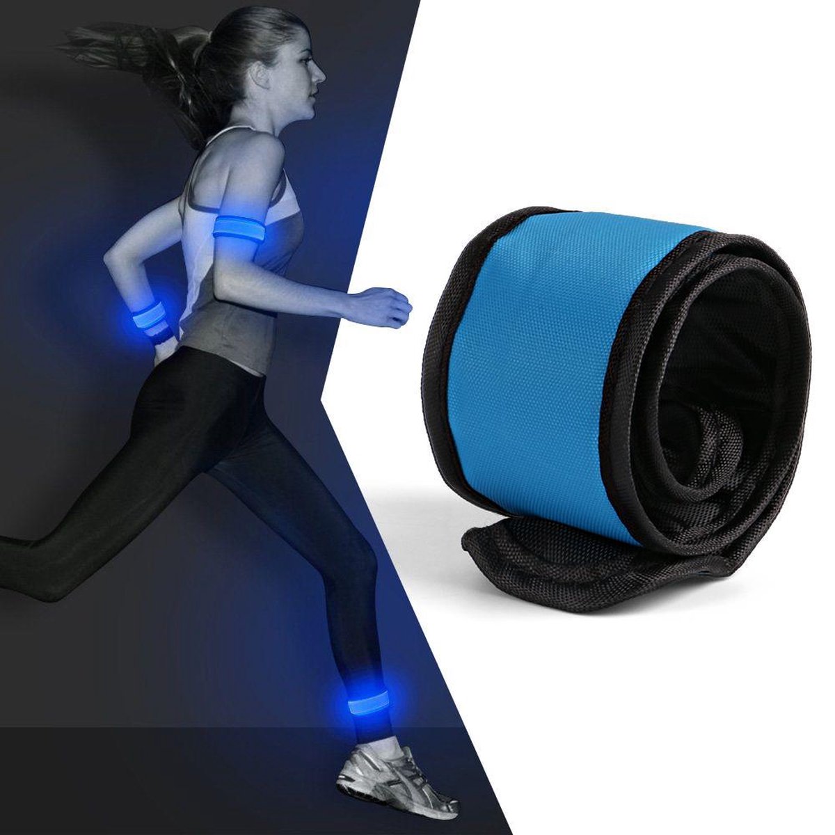 LED Running Armband Blauw - Hardloop Sport Armband