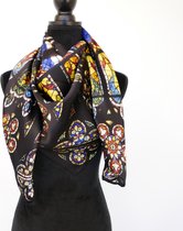 100% hoge kwaliteit zijden sjaal/  roosvenster van Notre Dame de Paris vierkant 110 x 110