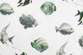 Set van twee placemats Emerald Fish - 100% katoen - gewatteerde placemat met vissen