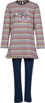 Woody pyjama meisjes/dames - multicolor gestreept - kat - 202-1-BLB-S/915 - maat 116