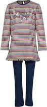 Woody pyjama meisjes/dames - multicolor gestreept - kat - 202-1-BLB-S/915 - maat 128