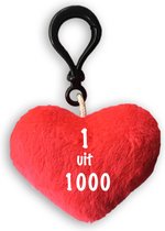 SLEUTELHANGER MET KNUFFELZACHT HARTJE TEKST "1 UIT 1000"