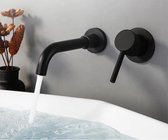 Productgigant - Inbouw wastafelkraan - wandmontage - complete set - fonteinkraan - mat zwart - 15 CM