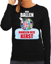 Rinkelende Kerstbal sweater / Kersttrui Mijn ballen rinkelen deze Kerst zwart voor dames - Kerstkleding / Christmas outfit XS