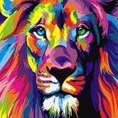 Painting Expert® Schilderen op nummer Volwassenen – Schilderen op nummer Kinderen - Gekleurde Leeuw - 50x65cm - Exclusief Lijst (36 kleurtjes)